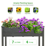 Wooden Raised Vegetable Garden Bed Elevated Grow Vegetable Planter-Gray