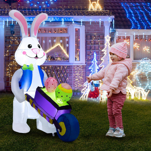 Inflatable Easter Rabbit Decoration with Pushing Cart