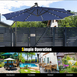 10 Feet Patio Solar Powered Cantilever Umbrella with Tilting System-Navy