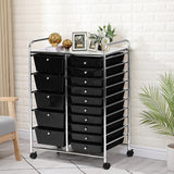 15-Drawer Utility Rolling Organizer Cart Multi-Use Storage-Black