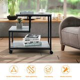 3-Tier Side Table with Storage and Universal Casters for Living Room and Bedroom-Black