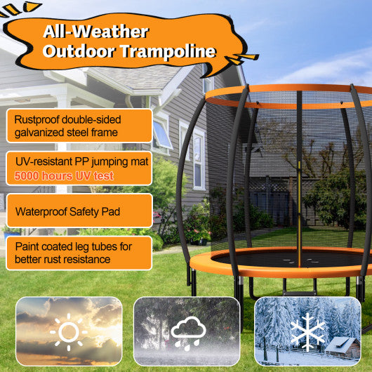 8 Feet ASTM Approved Recreational Trampoline with Ladder-Orange