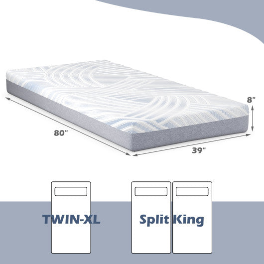 8/10 Inch Twin XL Cooling Adjustable Bed Memory Foam Mattress-8 inches