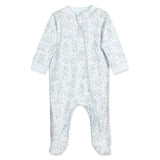 Zipper Footie - Dancing Bears on Baby Blue  100% Pima Cotton by Feather Baby