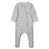 Zipper Footie - Curly Sheep on Grey  100% Pima Cotton by Feather Baby