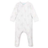 Zipper Footie - Sketched Yearling  on White  100% Pima Cotton by Feather Baby