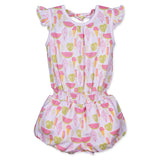 Tie Romper - Summer Treats on Pink 100% Pima Cotton by Feather Baby