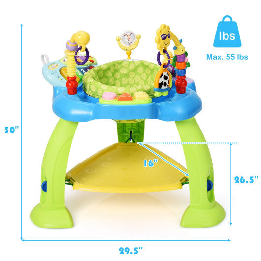 2-in-1 Baby Jumperoo Adjustable Sit-to-stand Activity Center-Green