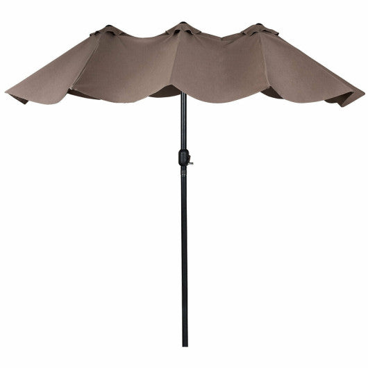 15 Feet Double-Sided Outdoor Patio Umbrella with Crank without Base-Tan