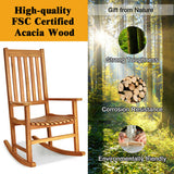 Indoor Outdoor Wooden High Back Rocking Chair-Natural