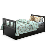 Twin Captain’s Bed with Trundle and 3 Storage Drawers-Dark Brown