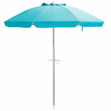 6.5 Feet Beach Umbrella with Sun Shade and Carry Bag without Weight Base-Blue