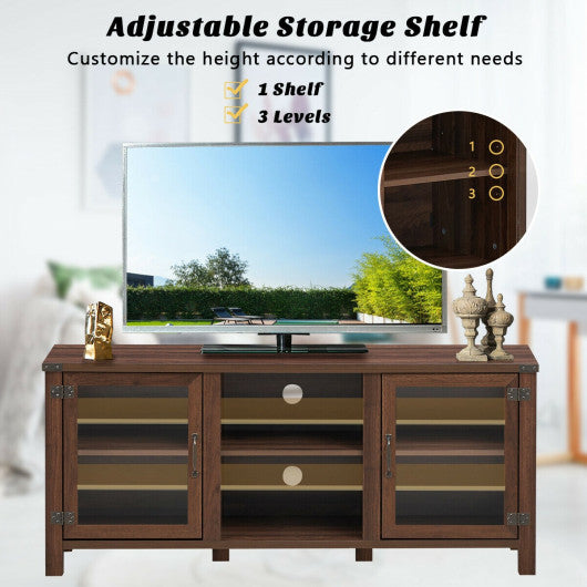 TV Stand Entertainment Center for TVs up to 65 Inch with Storage Cabinets-Walnut