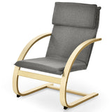 Modern Fabric Upholstered Bentwood Lounge Chair-Gray