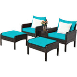 5 Pcs Patio Rattan Furniture Set Sofa