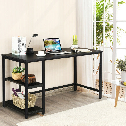 47"/55" Computer Desk Office Study Table Workstation Home with Adjustable Shelf Black-L