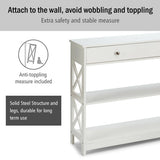 3-Tier Console Table with Drawers for Living Room Entryway-White