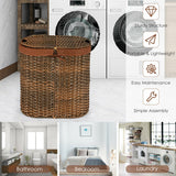 Handwoven Laundry Hamper Basket with 2 Removable Liner Bags-Brown