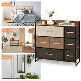 7 Drawer Tower Steel Frame and Wooden Top Dresser Storage Chest for Bedroom