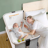 Baby Bed Side Crib Portable Adjustable Infant Travel Sleeper Bassinet-Gray
