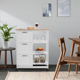 Rolling Kitchen Island Utility Storage Cart with 3 Large Drawers-White