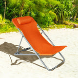 Portable Beach Chair Set of 2 with Headrest -Orange