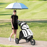 Folding 3 Wheels Golf Push Cart with Bag Scoreboard Adjustable Handle-Gray