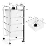 4-Drawer Cart Storage Bin Organizer Rolling with Plastic Drawers-White