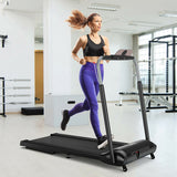 Compact Folding Treadmill with Touch Screen APP Control-Black