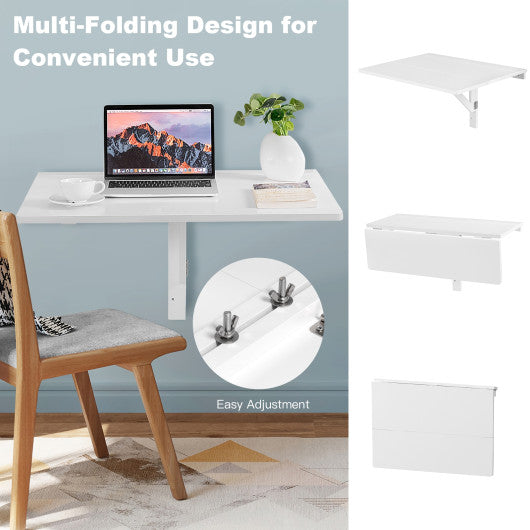 31.5 x 23.5 Inch Wall Mounted Folding Table for Small Spaces-White