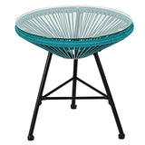 3PCS Patio Acapulco Furniture Bistro Set with GlassTable-Turquoise