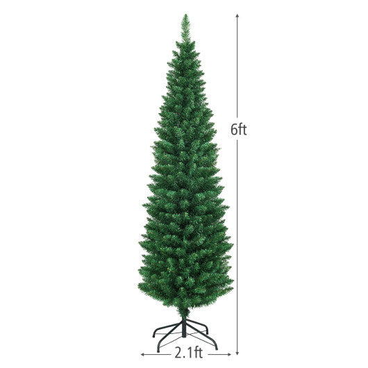 PVC Artificial Slim Pencil Christmas Tree-6 Feet