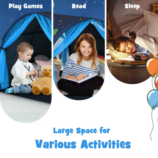 Kids Galaxy Starry Sky Dream Portable Play Tent with Double Net Curtain-Blue