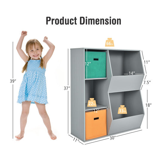 Kids Toy Storage Cabinet Shelf Organizer -Gray