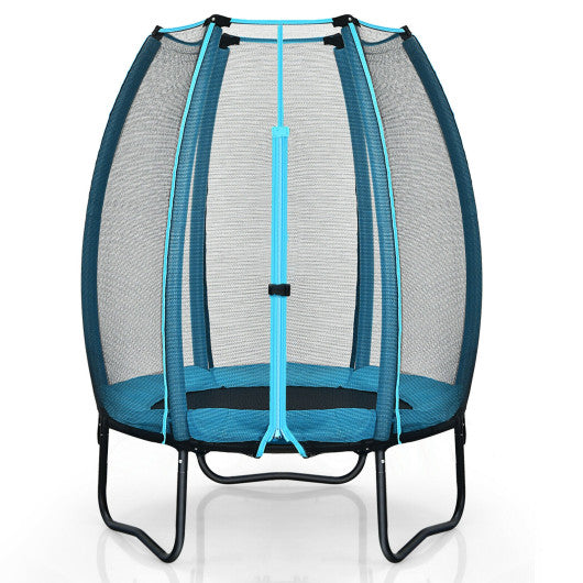 4 Feet Kids Trampoline Recreational Bounce Jumper with Enclosure Net-Blue