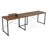 95 Inch 2-Person L-Shaped Long Reversible Computer Desk with Monitor Stand-Rustic Brown