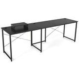 95 Inch 2-Person L-Shaped Long Reversible Computer Desk with Monitor Stand-Black