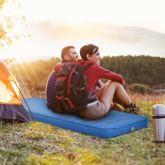 Self Inflating Folding Camping Sleeping Mattress with Carrying Bag-Blue