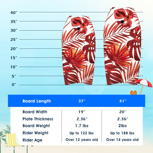 41 Inch Lightweight Surfboard With Fin EPS Core for Kids and Adults-L