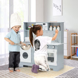 Pretend Play Kitchen Wooden Toy Set for Kids with Realistic Light and Sound