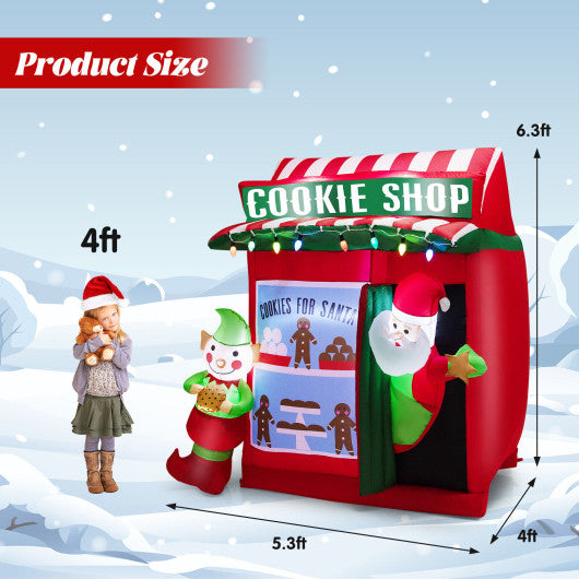 6.3 Feet Inflatable Gingerbread Cookie Shop with Santa Claus