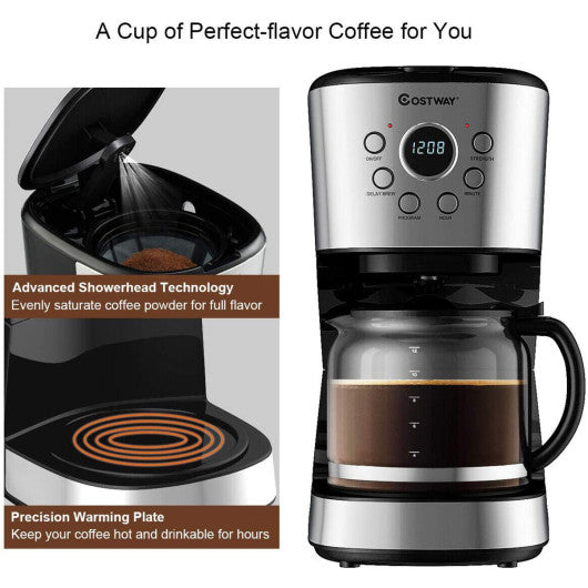 12-cup LCD Display Programmable Coffee Maker Brew Machine