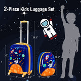 2PC Kids Luggage Set Rolling Suitcase & Backpack-Navy