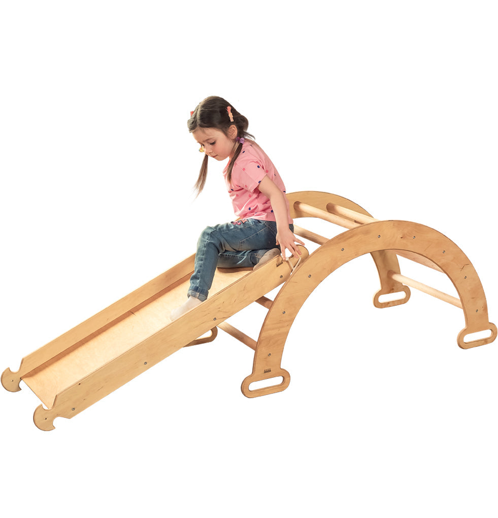 2in1 Montessori Arch Set: Climbing Arch/Rocker Balance + Slide Board/Climbing Ramp