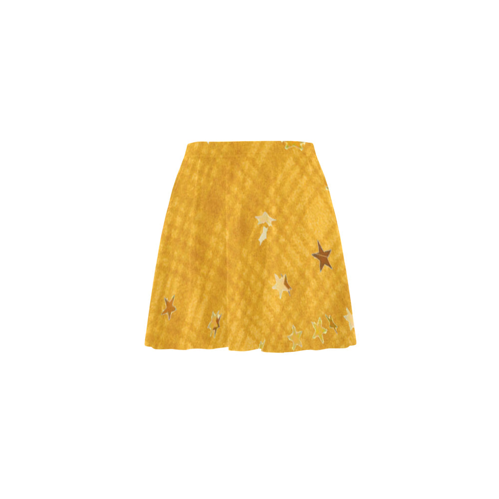 Yellow plaids N stars pattern Skater skirt by Stardust