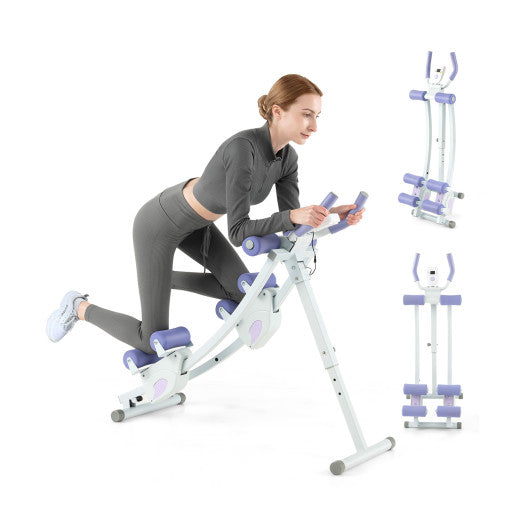 Ab Machine with LCD Monitor and 4 Adjustable Heights-Purple