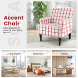 Modern Upholstered Padded Accent Chair with Rubber Wood Legs-Red