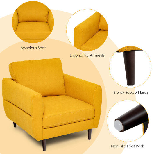 Modern Upholstered Accent Chair Single Sofa Armchair-Yellow