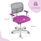 Adjustable Desk Chair with Auto Brake Casters for Kids-Purple