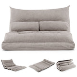 Adjustable Floor Sofa Bed with 2 Lumbar Pillows-Gray